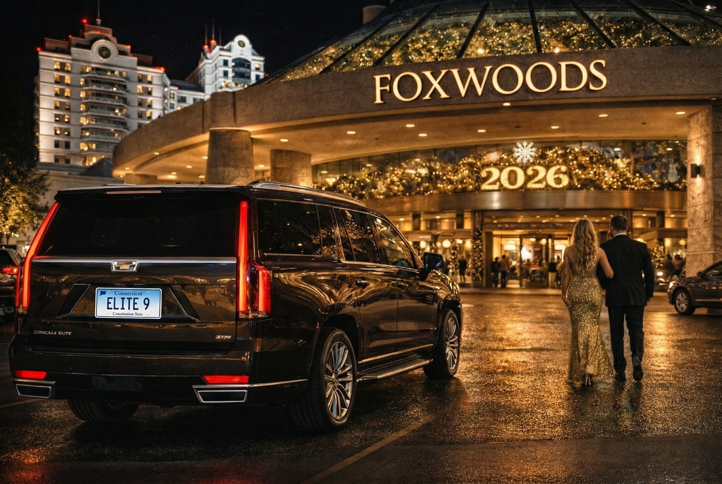 Elite LImousine Cadillac Escalade at Foxwoods Casino on New Years Eve 2025